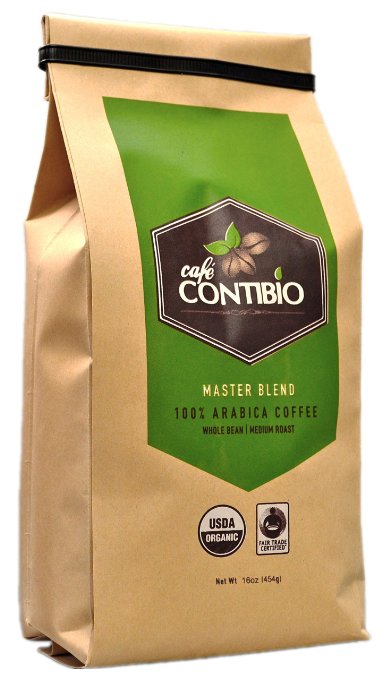 USDA Organic Coffee Beans Non-GMO & Fair Trade - 1lb - Cafe Contibio - 100% Arabica Specialty Gourmet Grade - Delicious Light Medium Roast (16 OZ)