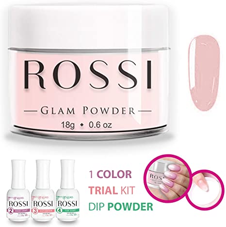 ROSSI Nails Dipping Powder Kit | French Nail Manicure Nail Art | Glam Powder Trial Kit (Honeymoon)