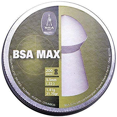 BSA Max.22 5.5mm 21.75gr Pellets. Can of 200 pellets for pest control
