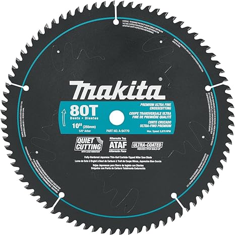 Makita A-94770 10-Inch 80 Tooth Ultra Coated Mitersaw Blade , Black