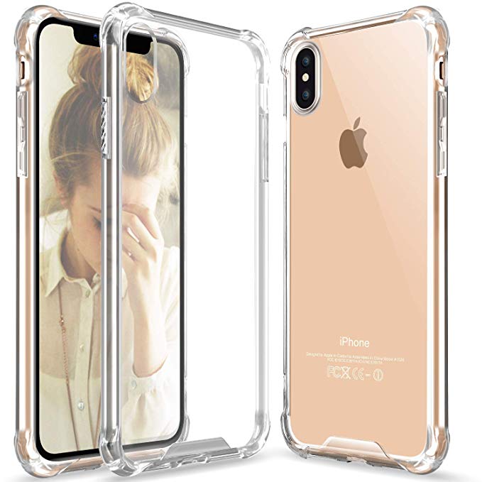 BACAMA Air Cushion Corners Phone Case for Apple iPhone Xs Max Scratch Resistant Protective Crystal Clear Cover with Hard PC Back and TPU Edges Coverage Bumper