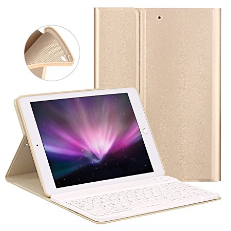 Keyboard Case for New iPad 2018/ 2017 9.7" / iPad Air / iPad Air 2 - GOOJODOQ [Upgrade] Soft TPU Back Stand Cover[Viewing Angle Adjustable] Magnetically Detachable Wireless Bluetooth V3.0 Keyboard