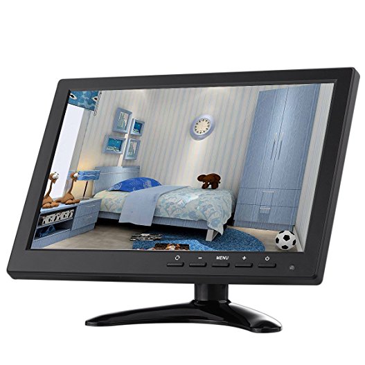 10.1 inch IPS CCTV Security Surveillance Monitor with Remote Controller 1280x800 Resolution Video Display Support 1080P/1080i HDMI Input 16:9 Built-in Dual Speakers PC/BNC/VGA/AV/HDMI/USB