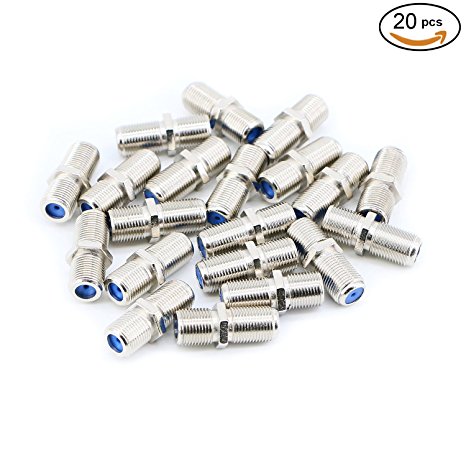 Pasow F81 Barrel Connectors High Frequency 3GHz Female to Female F-Type Adapter Couplers (20 pcs)