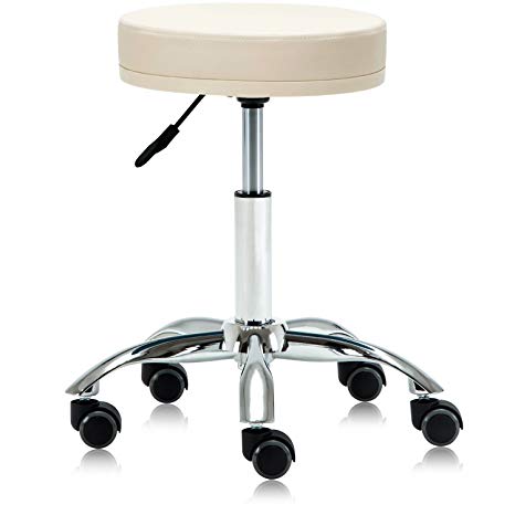 DR.LOMILOMI Swivel Rolling Hydraulic Height Adjustable Stool 503 for Clinic Nursing Spas Beauty Salons Dentists Home Office (503, Vanilla)