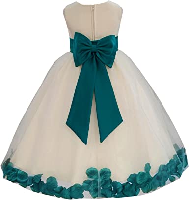 Ivory Flower Girl Dress Red Teal Blue Wisteria Apple Green Blush Pink 814T