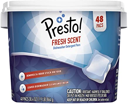 Amazon Brand - Presto! Premium Dishwasher Detergent Pacs, Fresh Scent, 48 Count