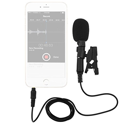 COWEEN Lapel Clip-on Microphone Omnidirectional Condenser Mic for iPhone and Android