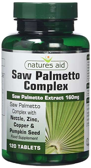 Natures Aid Saw Palmetto Complex with Nettle, Zinc and Amino Acids 120 Tablets (Advanced Botanical Formula, with Copper and Pumpkin Seed, Vegan Society Approved, Made in the UK)