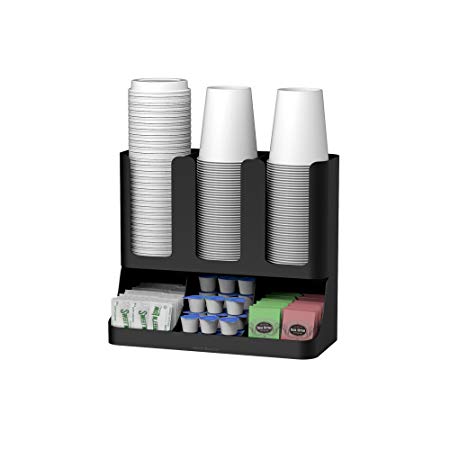 Mind Reader 6 Compartment Upright Breakroom Coffee Condiment and Cup Storage Organizer, Black