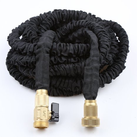 Crenova 50 Feet 15M Garden Hose Expandable Hose Compatible with 34 inch Sprayer Nozzle with Brass Connector and Solid Brass Ends - Double Latex Core-Extra Strength Fabric Spray Gun is NOT Included