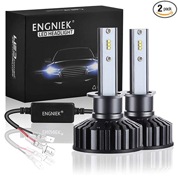H1 LED Headlight Bulbs High Low Beam Pure White Conversion Kit s, 80W, 12,000Lm, 6000K, Pack of 2
