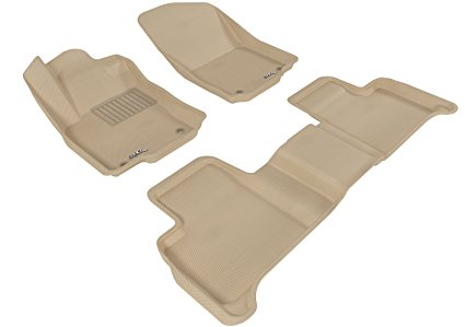 3D MAXpider Complete Set Custom Fit Floor Mat for Select Mercedes-Benz ML-Class (W166) Models - Classic Carpet (Tan)