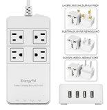 EnergyPal Travel Charging Station ETCS04  International Travel Adapter  Surge Protector  Power Strip With USB  Power Adapter