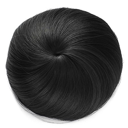OneDor Synthetic Hair Bun Extension Donut Chignon Hairpiece Wig (1B-Off Black)