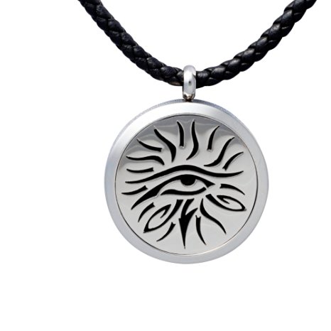 Aromatherapy Essential Oil Diffuser Necklace Jewelry ~ Eye Of Knowledge ~ Hypo-Allergenic 316L Surgical Grade Stainless Steel Locket Pendant Necklace
