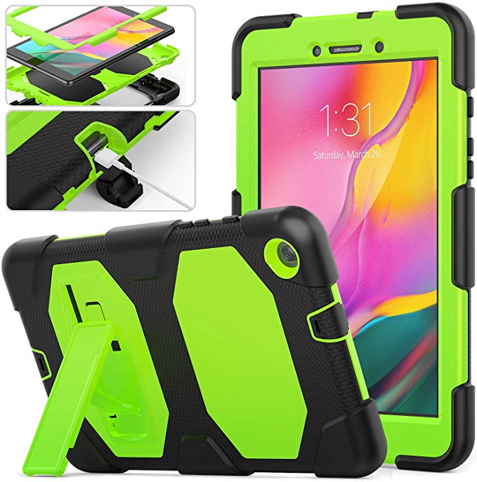 Galaxy Tab A 8.0 2019 Rugged Case with Kickstand,SM-T290 /SM-T295 Case,Full Body Heavy Duty Rugged Shockproof Protective Case Cover with Stand for Samsung Galaxy Tab A 8.0 T290/T295/T297 (Green)