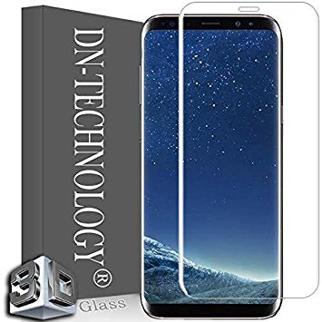 Galaxy S8 Plus Screen Protector [3D CURVED GLASS]. DN-Technology Galaxy S8 3D Curved 100% Full Coverage Glass Screen Protector, Tempered Glass Screen Protector for Samsung Galaxy S8 Plus. Galaxy S8 Plus Tempered Glass[Compatible With Galaxy S8 Plus Case]