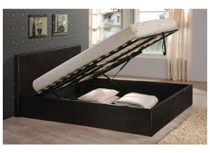 Dark Brown 5ft King Size Storage Ottoman Gas Lift Up Bed Frame TIGERBEDS BRANDED PRODUCT