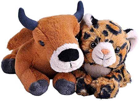 Wild Republic Unlikely Friendships Plush Leopard and a Cow, Based on a True Story, Gift for Kids, Plush Toys