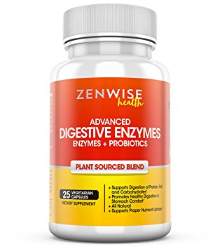 Digestive Enzymes Plus Prebiotics & Probiotics - Natural Gluten Free Support - For Better Digestion & Lactose Absorption - For Bloating & Gas Relief   Helps IBS & Leaky Gut - 25 Vegan Capsules