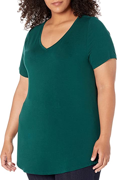 Amazon Essentials Women's Plus Size Short-Sleeve V-Neck Tunic