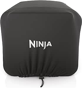 Ninja XSKOCVR Premium Cover, Compatible Woodfire Outdoor Oven (OO100 series), Adjustable Drawstrings, UV and Water-Resistant, Lightweight, Black, 19.5'' x 16.5'' x 15"