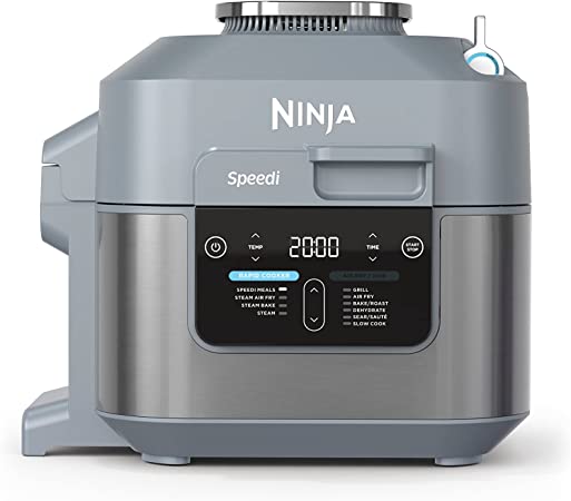 Ninja ON400UK Speedi 10-in-1 Rapid Cooker, 5.7L, Speedi Meals, Air Fry, Steam, Grill, Bake, Roast, Sear, Slow Cook & More, Cooks 4 Portions, Sea Salt Grey