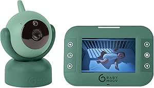 Babymoov YOO Twist Babyphone Vidéo Caméra Motorisé 360°, Ecran 3,5'', Technologie Sleep, Talkie-Walkie, Veilleuse, 8 Berceuses et Indicateur de température, Portée 300m