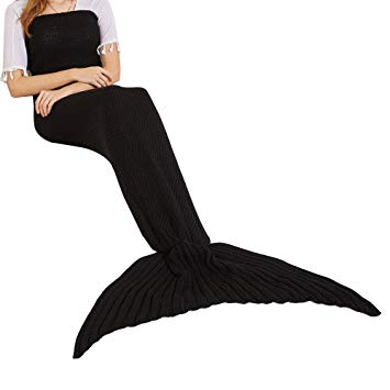 YEAHBEER Mermaid Tail Blanket for Adult,Cozy Super Soft All Seasons Sleeping Blankets,Mermaid Blanket Best Gifts for Girls-Women(71"x 32") (Shark Tail Black)