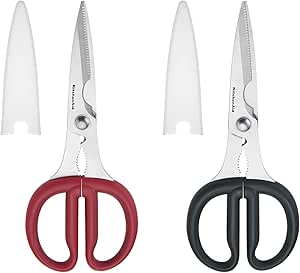 KitchenAid Multipurpose Shear Set, Versatile Scissors with Nutcracker, Bottle Opener, Ergonomic Handles with Protective Blade Covers, 2 Piece