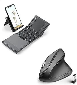 iClever Bluetooth Keyboard, BK08 Folding Keyboard with Sensitive Touchpad (Sync Up to 3 Devices), Pocket-Sized Tri-Folded Fodable Keyboard for Windows Mac Android iOS