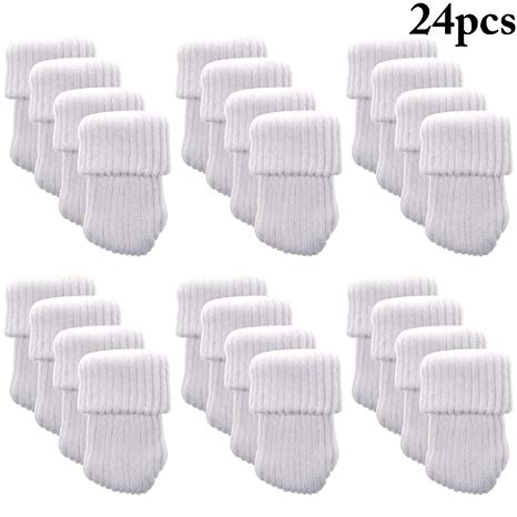 Chair Socks, Outgeek 24 Pack Knitted Furniture Feet Socks Chair Leg Floor Protectors (White)