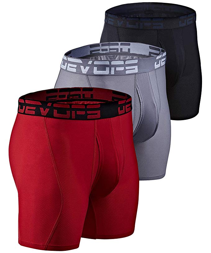 DEVOPS Men's Perfomance Cool Dry Mesh Underwear Boxer Trunk 6-inch Brief (3 Pack)