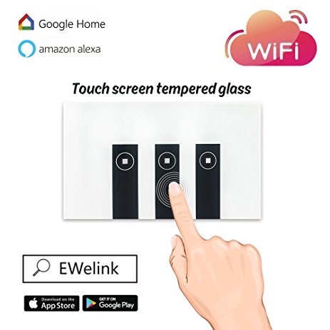 Faryuan Smart Wi-Fi Touch Panel Wall Switch Remote Control Timing Function with Smartphone Compatible with Alexa (three way switch)