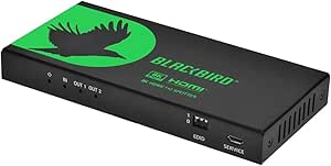 Monoprice 1x2 HDMI Splitter with Audio Extraction, 8K@60Hz, 4K@120Hz, 40Gbps, HDMI 2.1, HDCP 2.3, HDR10  and Dolby Vision, for HDTV, Xbox, PS5/4/3, Fire TV, Roku, PC, Projector - Blackbird Series