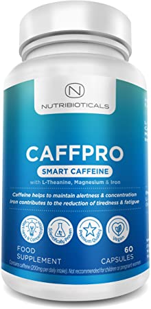 Smart Caffeine | L-Theanine (Focus), Caffeine (Energy), Iron (Reduce Tiredness) + Magnesium (Anti-Stress) | 100% Natural | 60 Capsules | One Month Supply by Nutribiotical