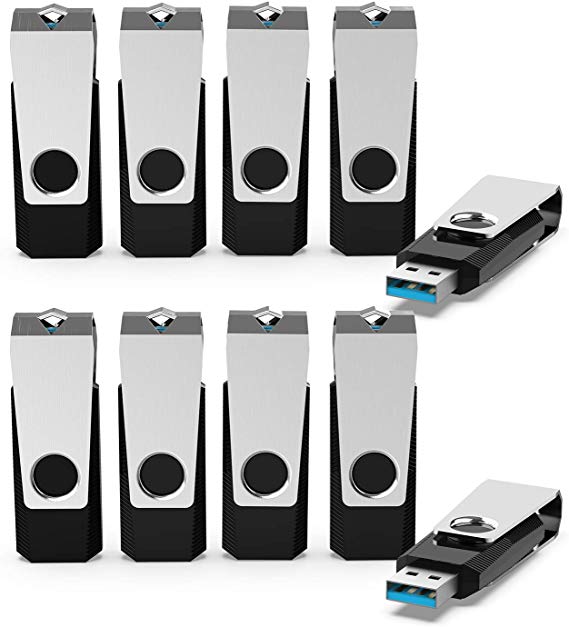 KEXIN 32 GB Flash Drive 3.0 10 Pack Thumb Drive Transfer Speed Up to 80MB/s Swivel USB Flash Drive 3.0 Jump Drive Black