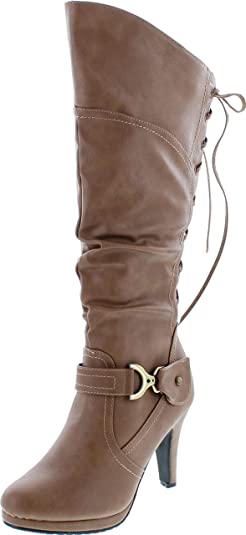 TOP Moda Page-65 Women's Knee Lace-Up High Heel Boots