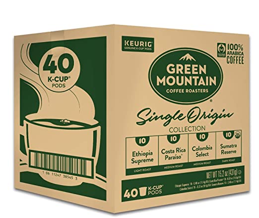 Green Mountain Coffee Roasters Single Origin Collection Variety Pack, Single-Serve Keurig K-Cup Pods, 40 Count