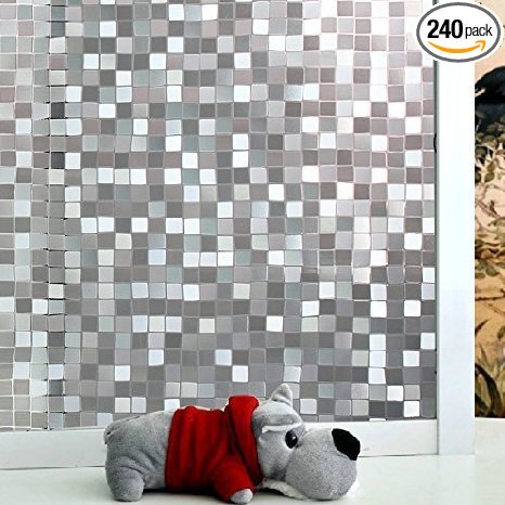New Lifetree No-Glue Static Decorative Privacy Window Films Vinyl Mosaic for Your Bathroom and Bedroom(17.7by78.7Inch)