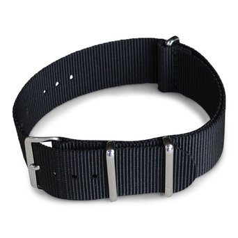 Shark - Black Nylon Interchangeable Watch Strap with Stainless Steel Buckles