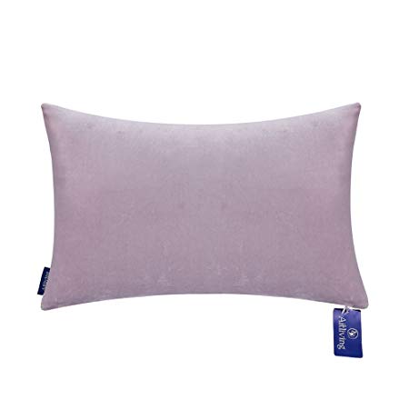 Aitliving Throw Pillow Covers 12x20 inches Soft Cotton Velvet Dusk Lilac with Cotton Linen Reverse Decorative Bolster Pillow Cover 1 PC 30.5x50cm Lilac Mauve