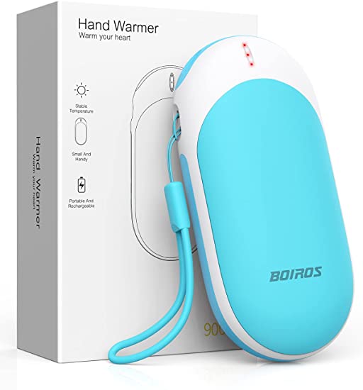 BOIROS Hand Warmers Rechargeable, Electric Hand Warmer 9000mAh 14hrs Long Lasting Portable Pocket Warmer Reusable, Quick Heating USB Handwarmer Power Bank Winter Warm Gift for Men Women 1 Pack