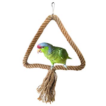 PIVBY Parrot Rope Perch Toy Bird Swing Triangle Hammock Cage Hanging Chew Toys for Small Parakeets Cockatiels, Conures, Macaws, Parrots, Love Birds, Finches