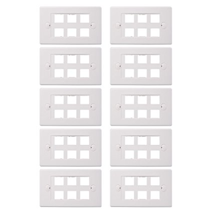 Cable Matters (10 Pack) Wall Plate with 6-Port Keystone Jack in White