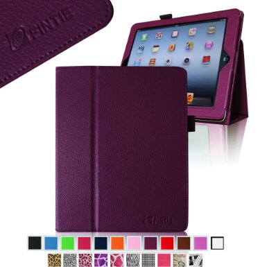 Fintie Purple Folio Leather Case Cover for iPad 4th Generation With Retina Display the New iPad 3 and iPad 2 Built-in magnet for sleep  wake feature-9 color options