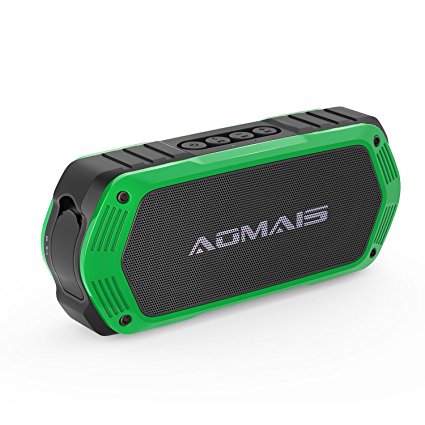 AOMAIS Tough Bluetooth Speakers, Portable Outdoor Wireless 10W Stereo Sound Speaker Waterproof IPX7 Rating with Enhanced Bass for iPhone, iPod, iPad, Tablets(Green)