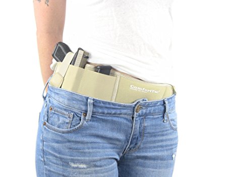 Ultimate Belly Band Holster for Concealed Carry | Nude | Fits Gun Smith and Wesson Bodyguard, Shield, Glock 19, 17, 42, 43, P238, Ruger LCP, and Similar Sized Guns | For Men and Women