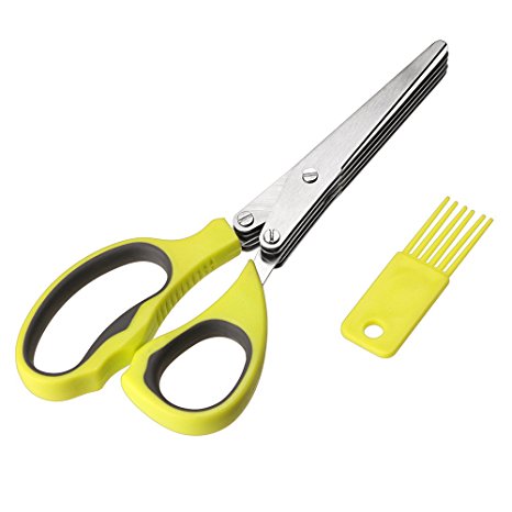 Xpener 5 Blades Herb Scissors with Cleaning Brush